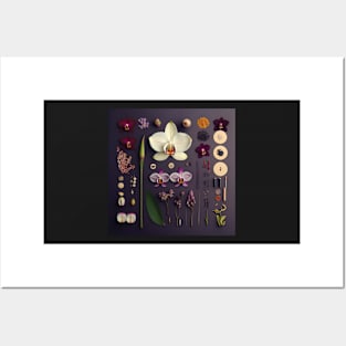 Orchid Flower - Knolling Style Posters and Art